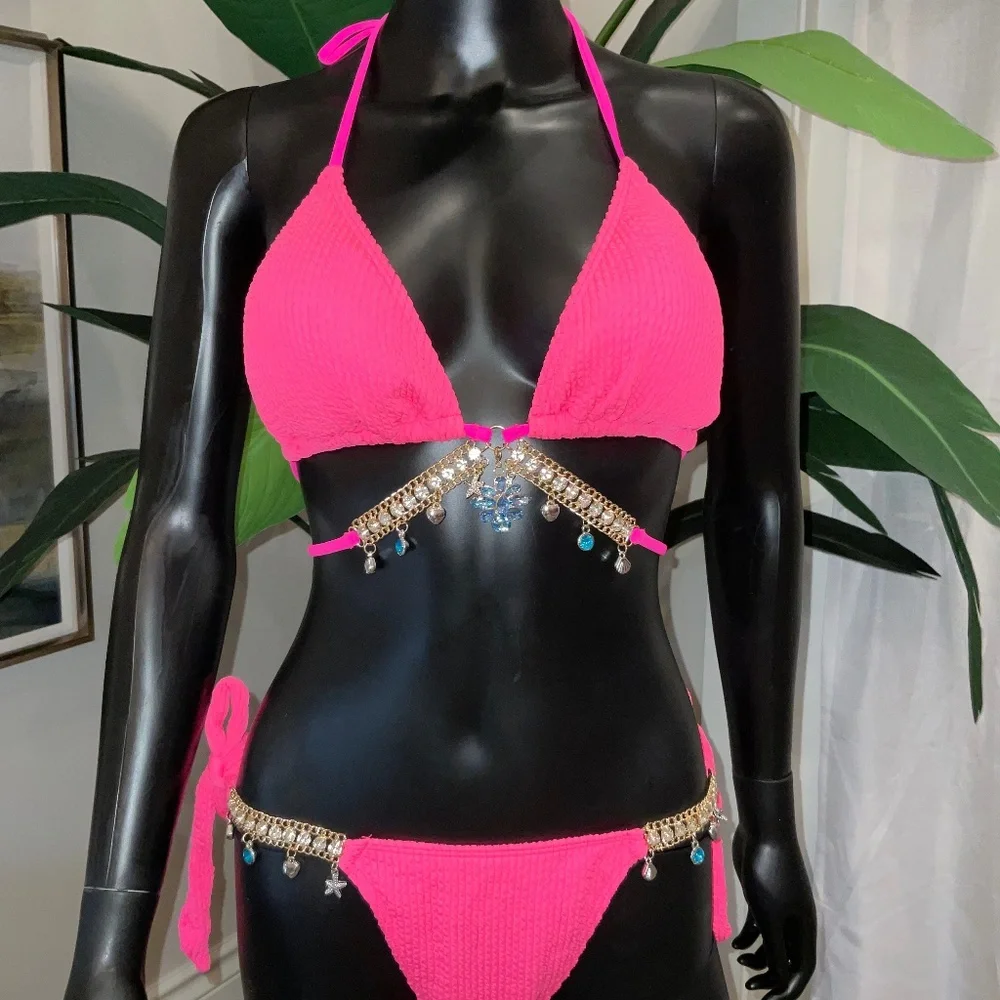 Hot Pink Bikini Loaded with Charms and Charming Bikinis Sapphire Charm! - Picture 1 of 4